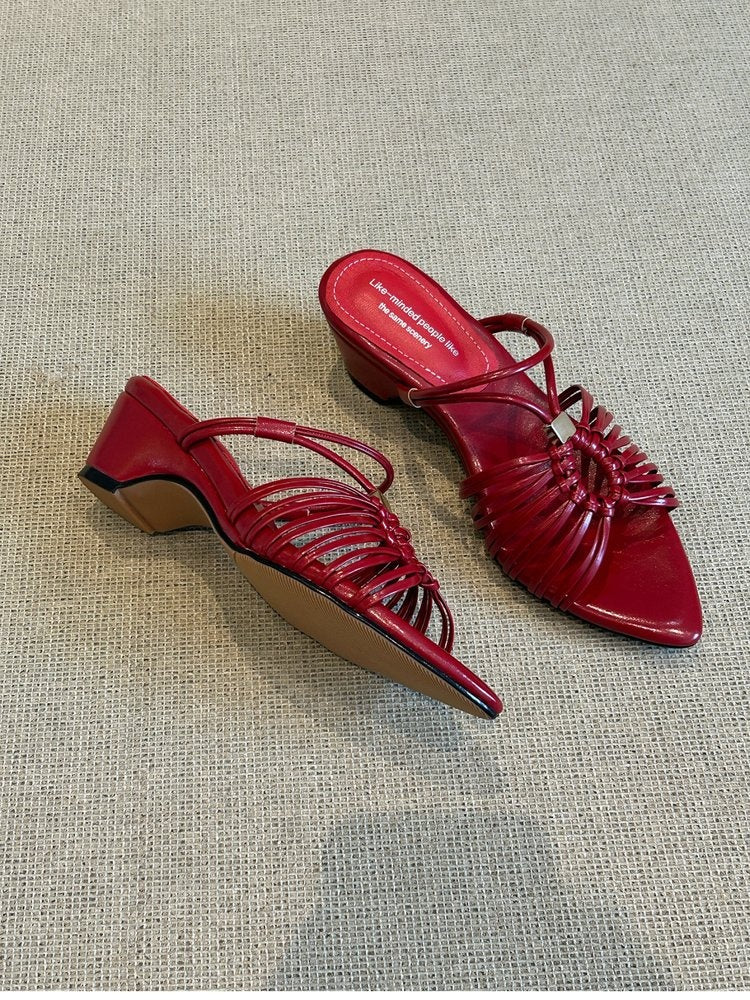 French Resort Style Two-way Wear Wedge Sandals Women 2026 Summer New Open Toe High Heels Elegant Roman Slide Sandals