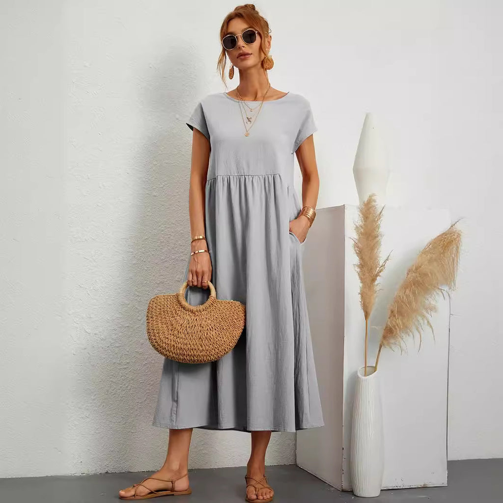 Robe Longue Fluide à Coupe Ample avec Poches