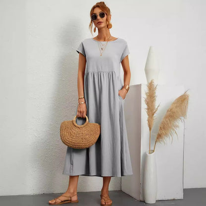 Robe Longue Fluide à Coupe Ample avec Poches