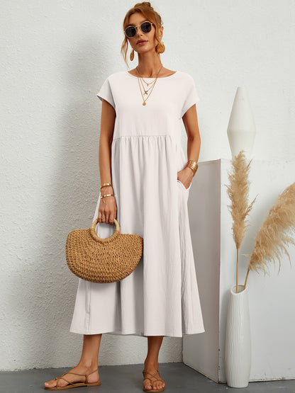 Robe Longue Fluide à Coupe Ample avec Poches